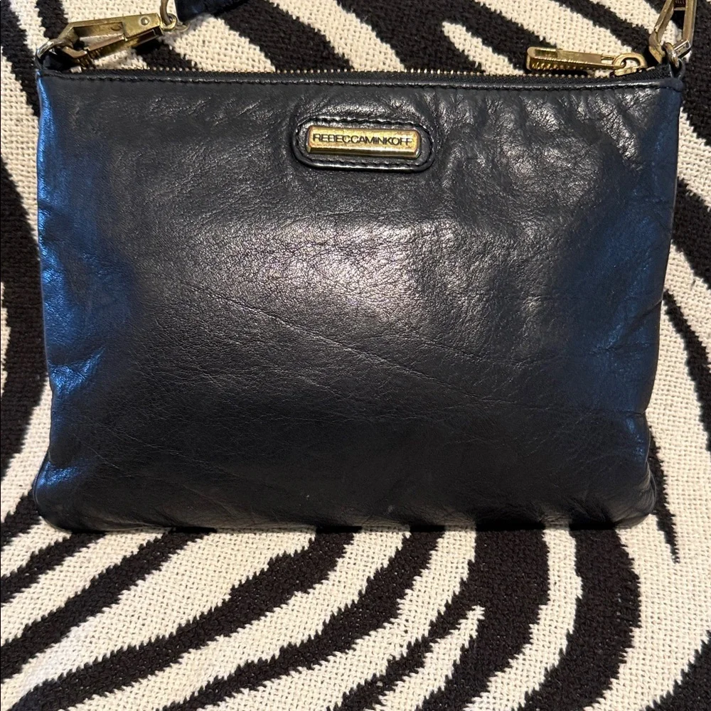 Vintage Rebecca Minkoff Black Leather Rockstar Elegant Crossbody Gold Hardware